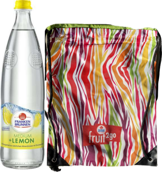 Franken Brunnen Medium+Lemon + Turnbeutel